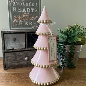 New 11” Pink Cupcakes and Cashmere Tree with Gold Beaded Trim